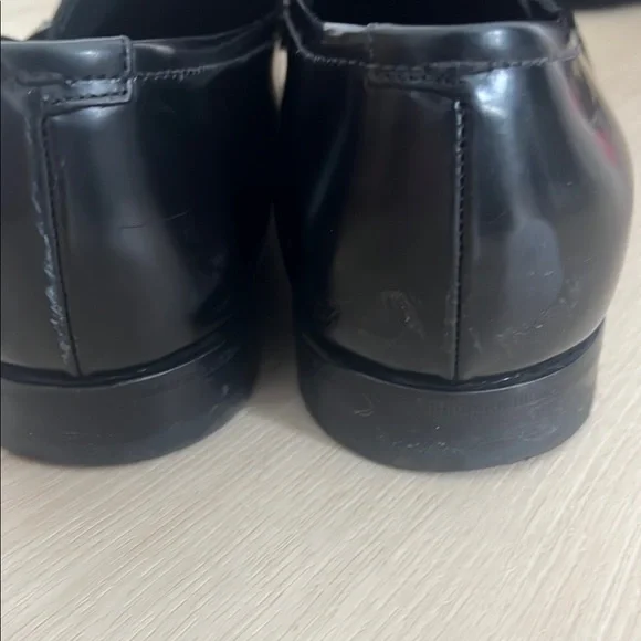 Prada Black Patent Leather Loafers with Silver Detail